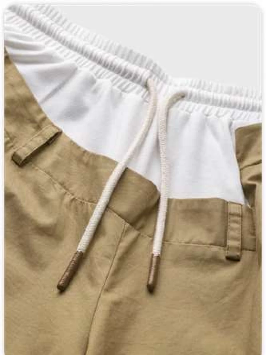 Khaki Cyberpunk Patchwork Pants - Edgy Streetwear Style