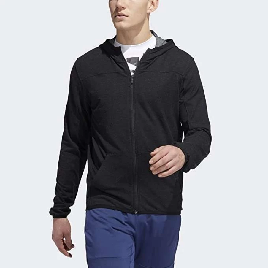 Adidas Men's Black City Studio Fleece Full Zip Hoodie - Comfortable Athletic Sweatshirt