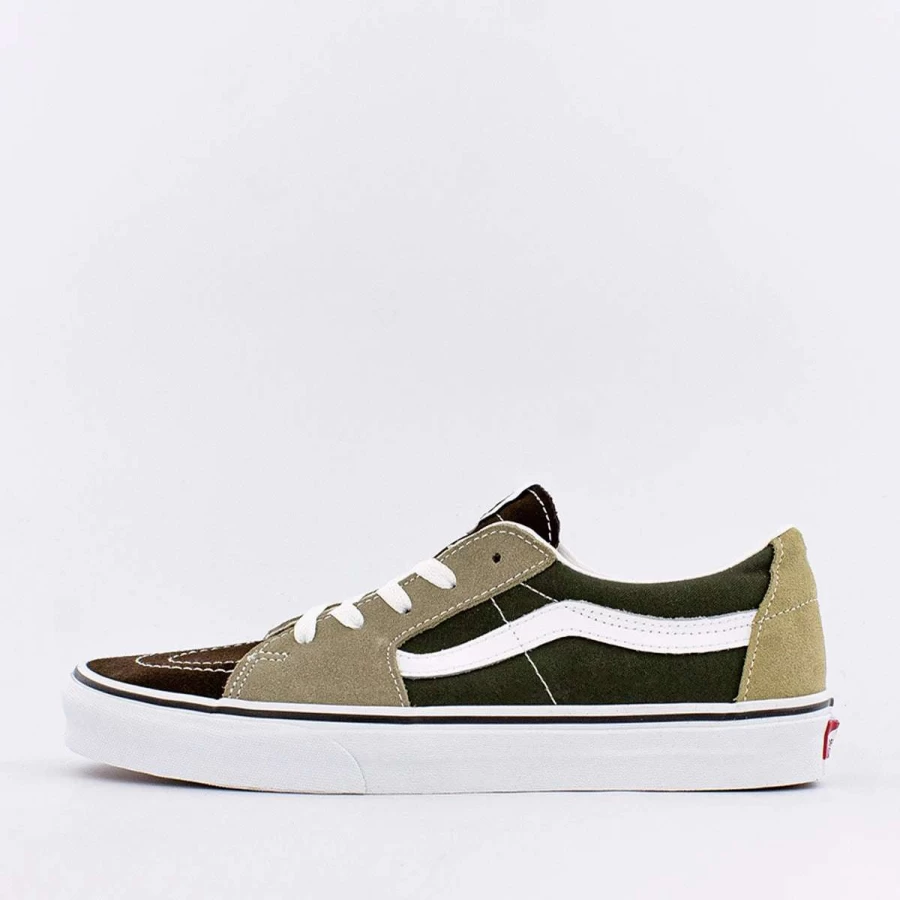 Vans Sk8-Low Color Block Sneakers in Demitasse and True White