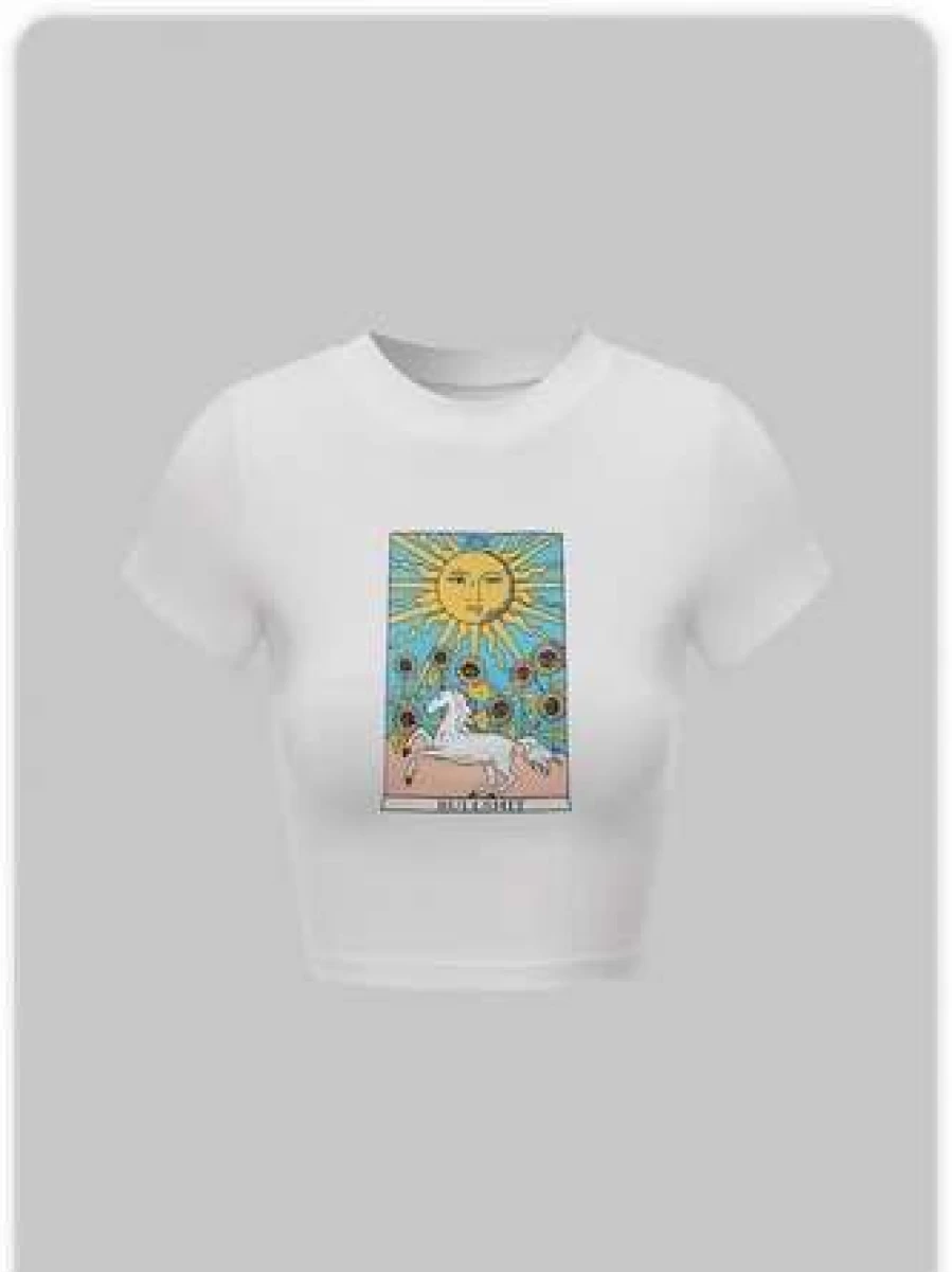 Y2K Graphic Print White T-Shirt - Trendy Vintage Inspired Top