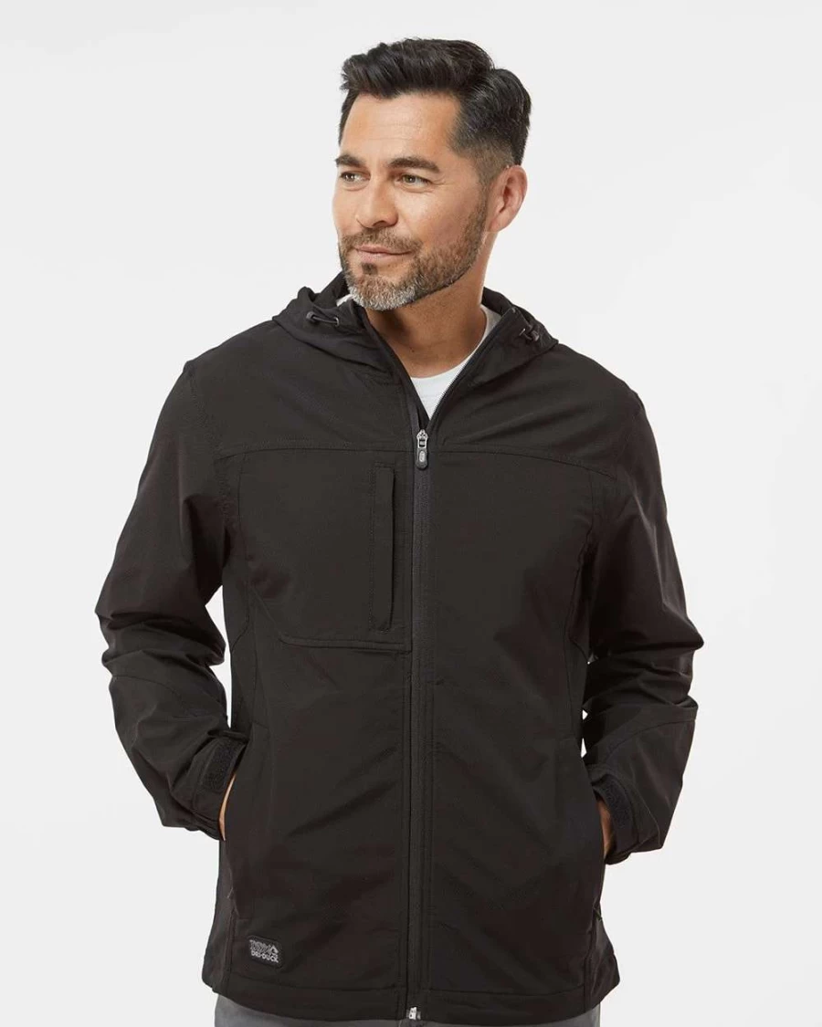 Dri Duck Men's Apex Black Soft Shell Hooded Jacket - Water-Resistant Windproof Outdoor Jacket