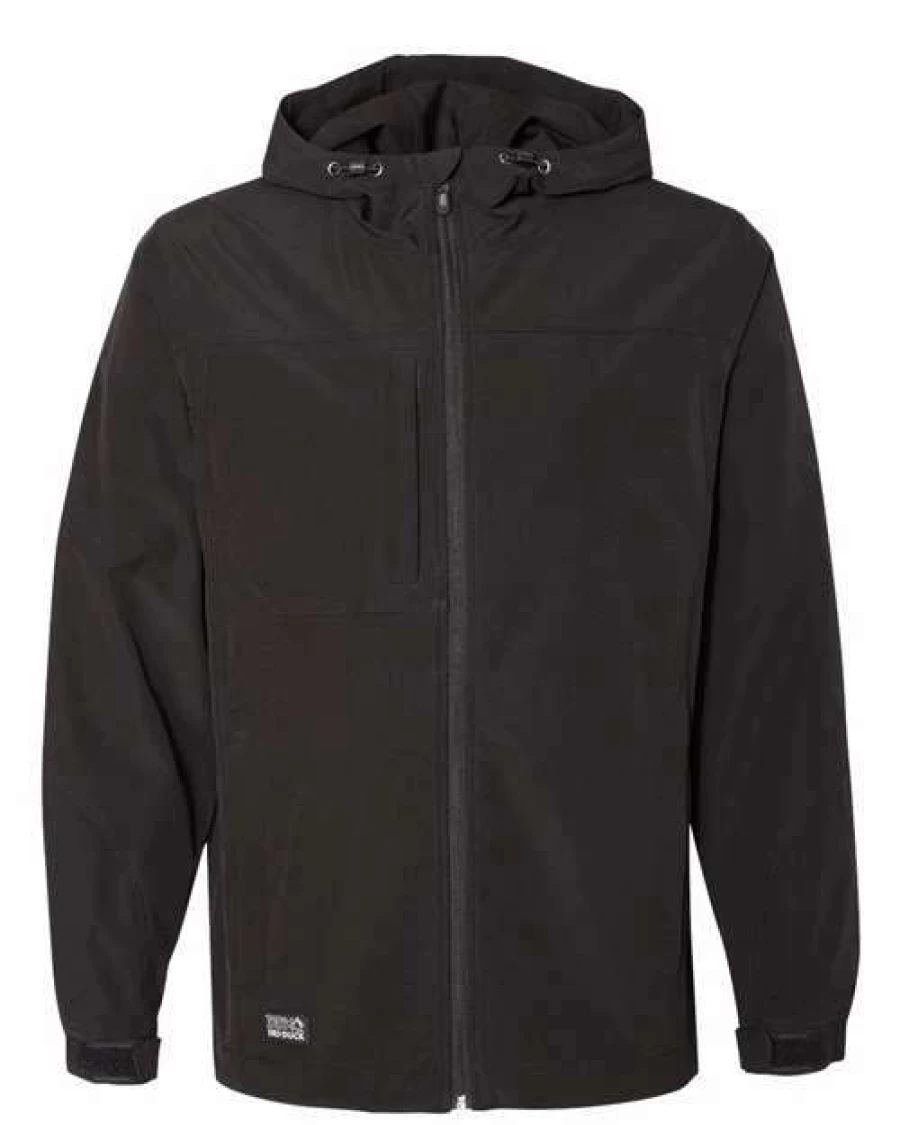 Dri Duck Men's Apex Black Soft Shell Hooded Jacket - Water-Resistant Windproof Outdoor Jacket
