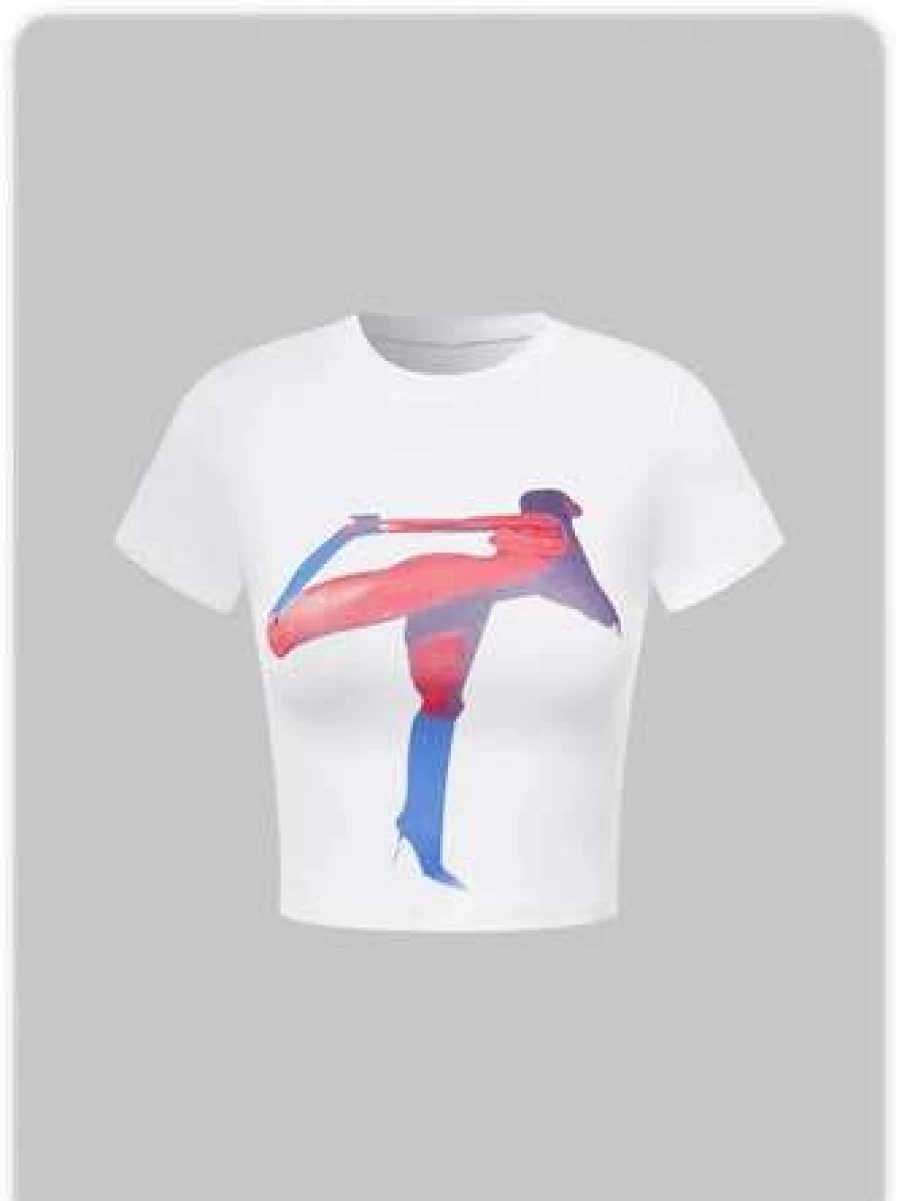 Y2K White Graphic Print T-Shirt Vintage Inspired Body Top
