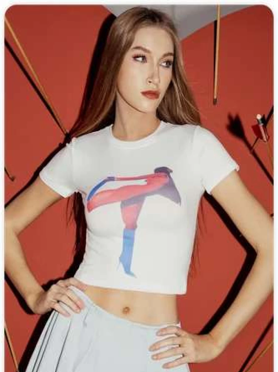 Y2K White Graphic Print T-Shirt Vintage Inspired Body Top