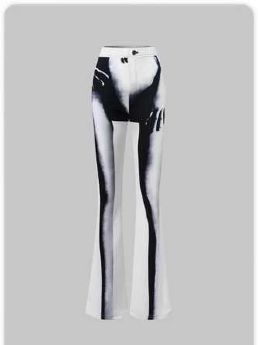 Y2K Print Body Pants in Black - Trendy Retro Streetwear Bottoms