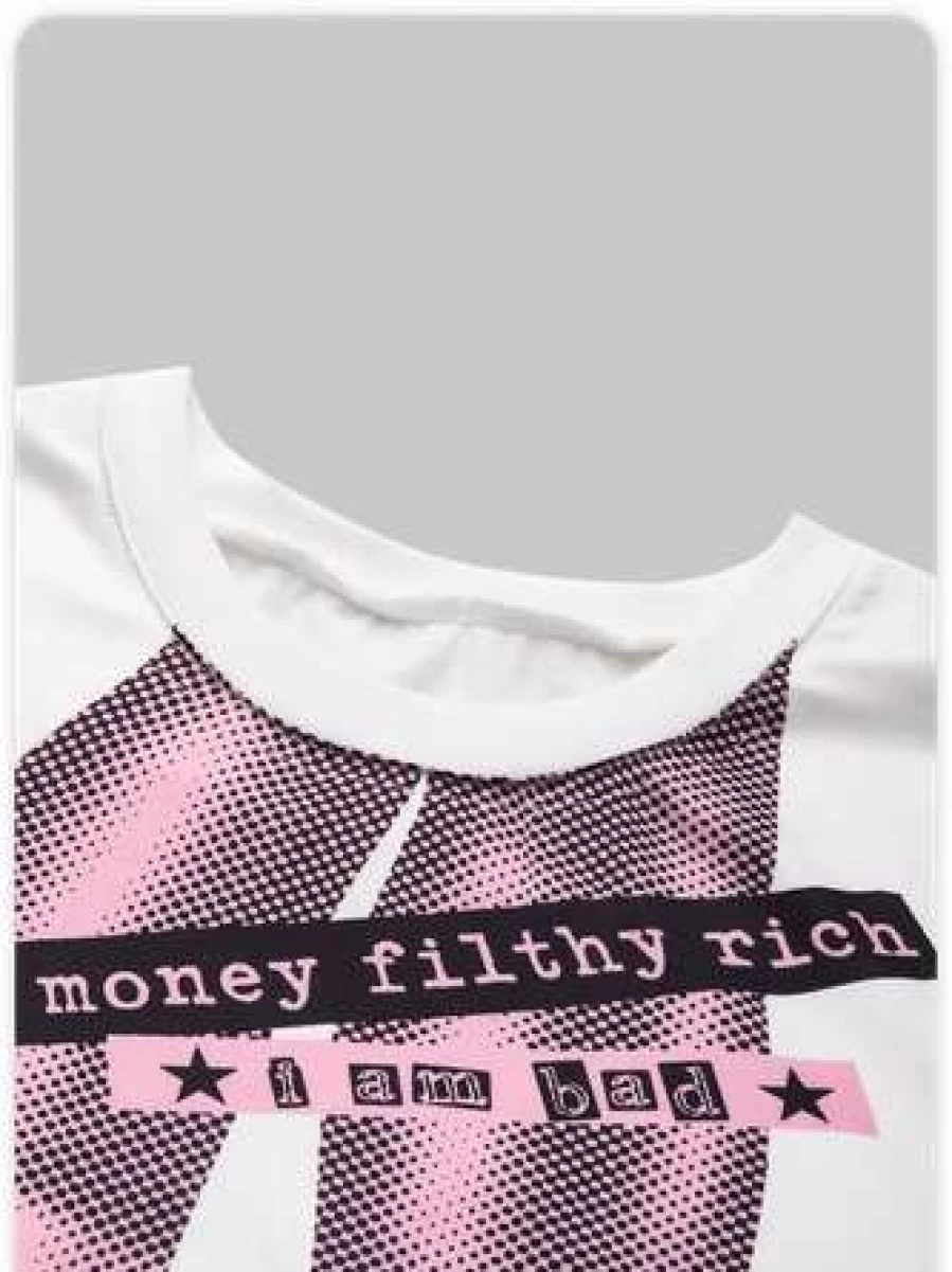 Y2K White Vintage Bodycon Top T-Shirt for Women