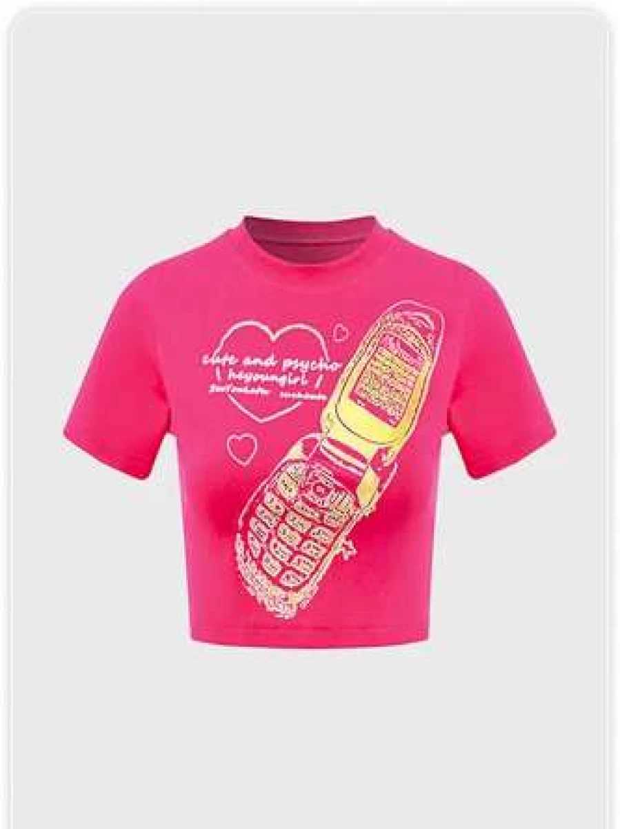 Kollyy Street Deep Pink Top T-Shirt for Women - Trendy Casual Streetwear Tee
