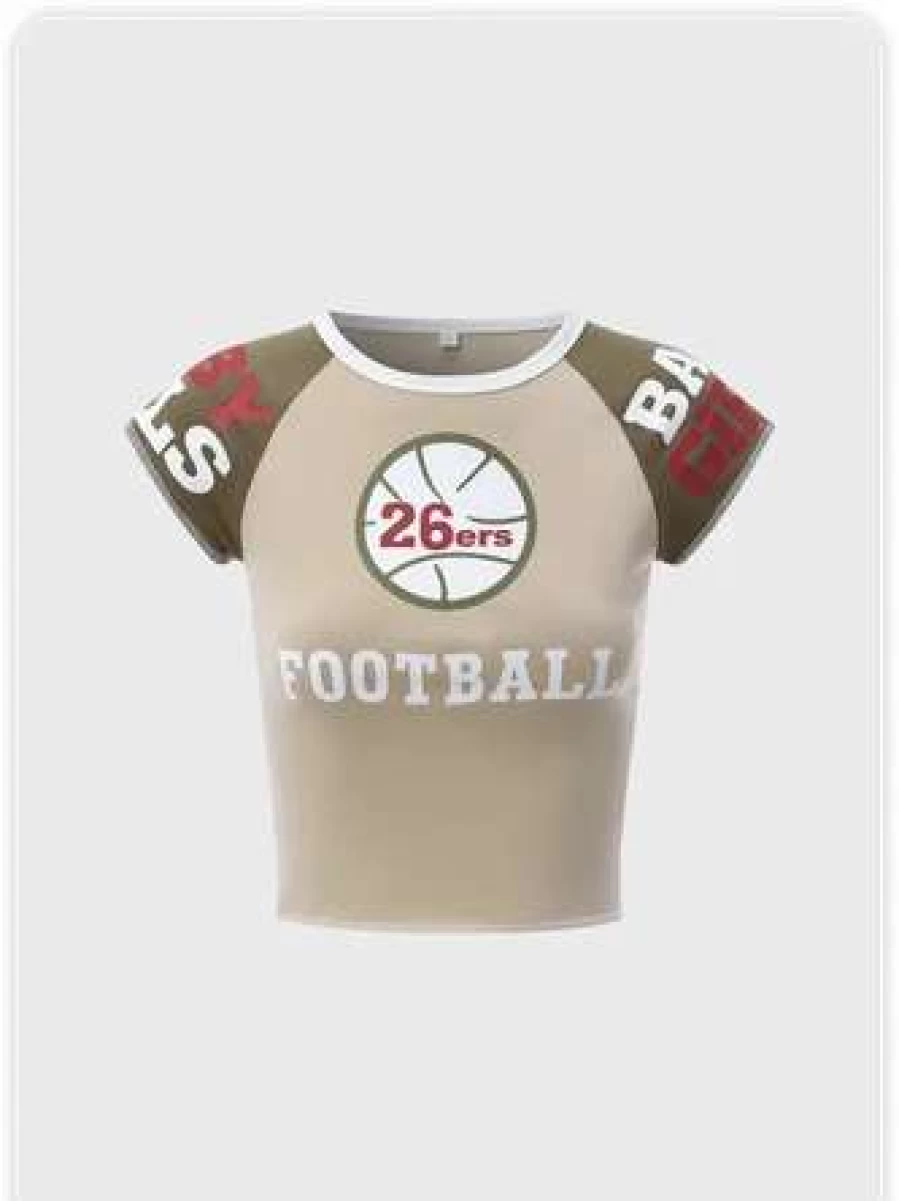 "Vintage Y2K Style Nude Back To School Letter Print T-Shirt"