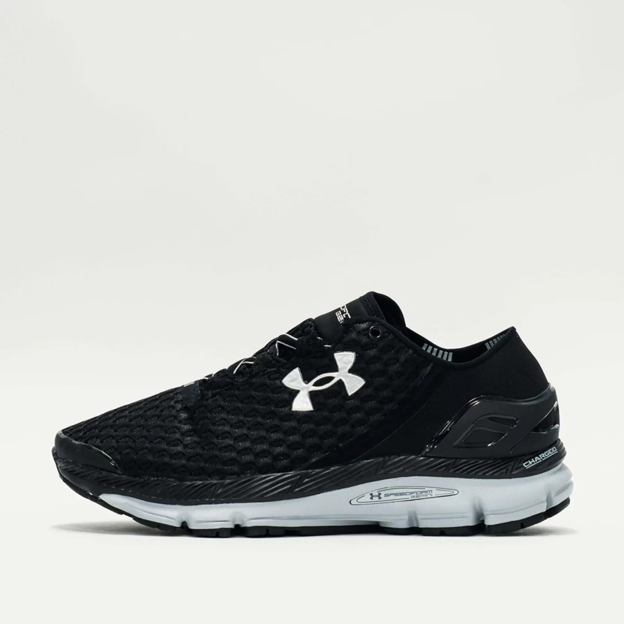 Under Armour Speedform Gemini Running Shoes for Men - Black/Grey Lightweight Performance Trainers