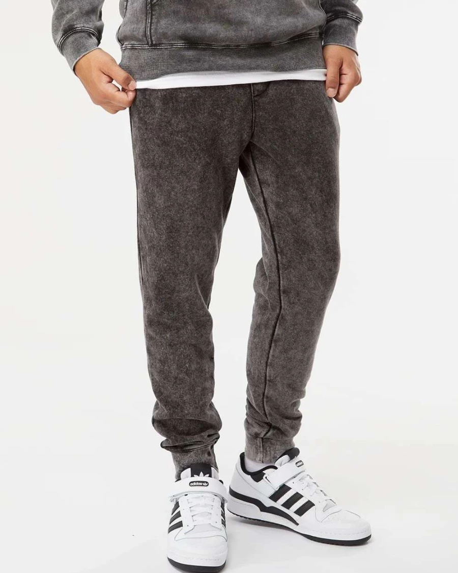 Men's Black Fleece Pants - Comfortable & Warm Mineral Wash Sweatpants by Independent Trading Co.