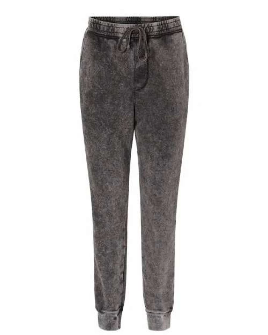 Men's Black Fleece Pants - Comfortable & Warm Mineral Wash Sweatpants by Independent Trading Co.
