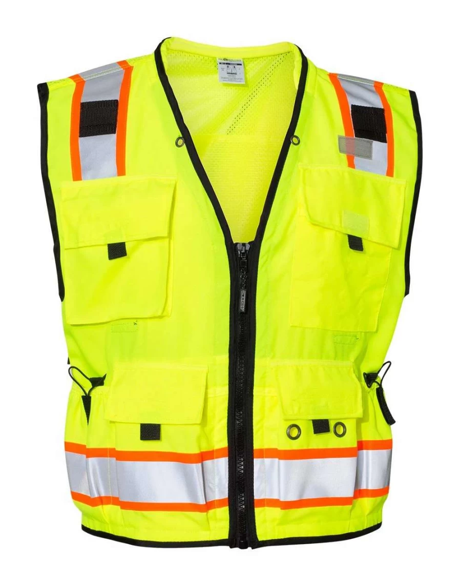 Kishigo Men's High-Visibility Lime Surveyor Safety Vest - Professional Reflective Work Vest