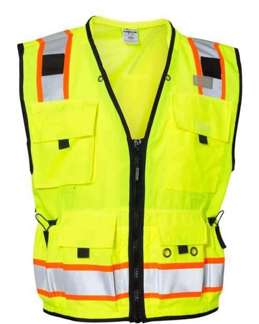 Kishigo Men's High-Visibility Lime Surveyor Safety Vest - Professional Reflective Work Vest