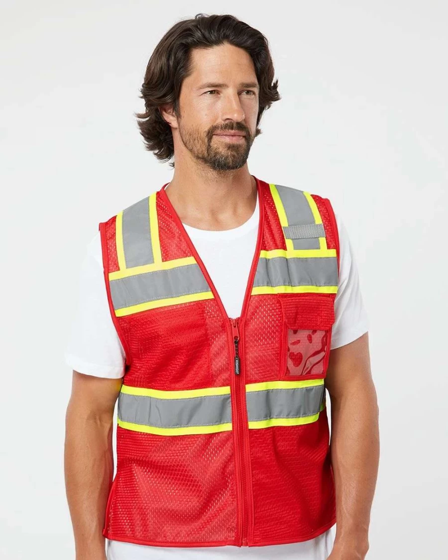 Men's High-Visibility Mesh Safety Vest with 3 Pockets - Enhanced Visibility Work Vest