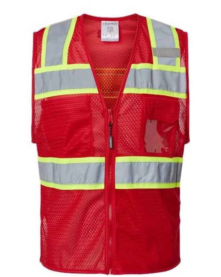 Men's High-Visibility Mesh Safety Vest with 3 Pockets - Enhanced Visibility Work Vest