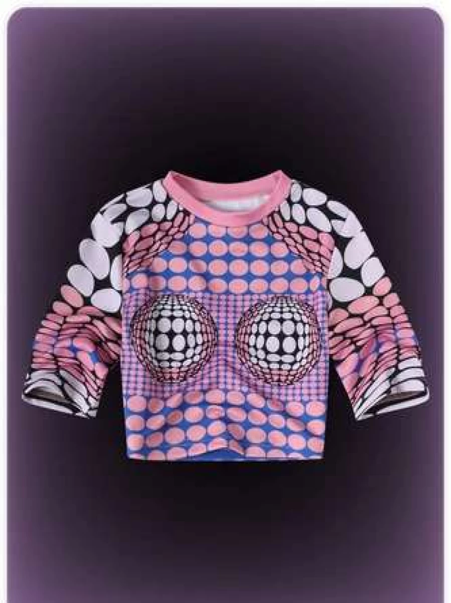 Purple Y2K Polka Dot Print Party T-Shirt Trendy Vintage Inspired Top