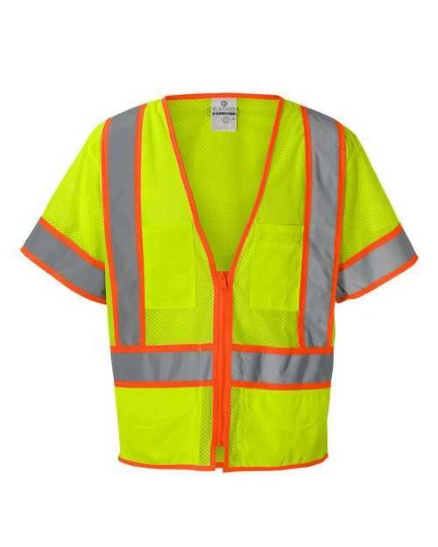 Kishigo Men's Lime Ultra-Cool Mesh Surveyor Vest with Six Pockets