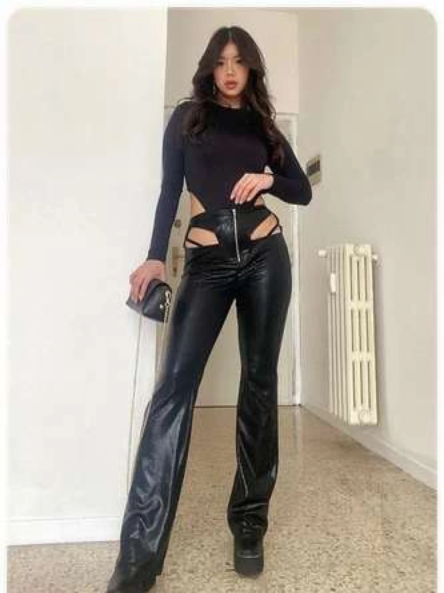 Kollyy Black High-Waisted Bottom Pants for Women - Comfortable Stretch Fit Casual Trousers