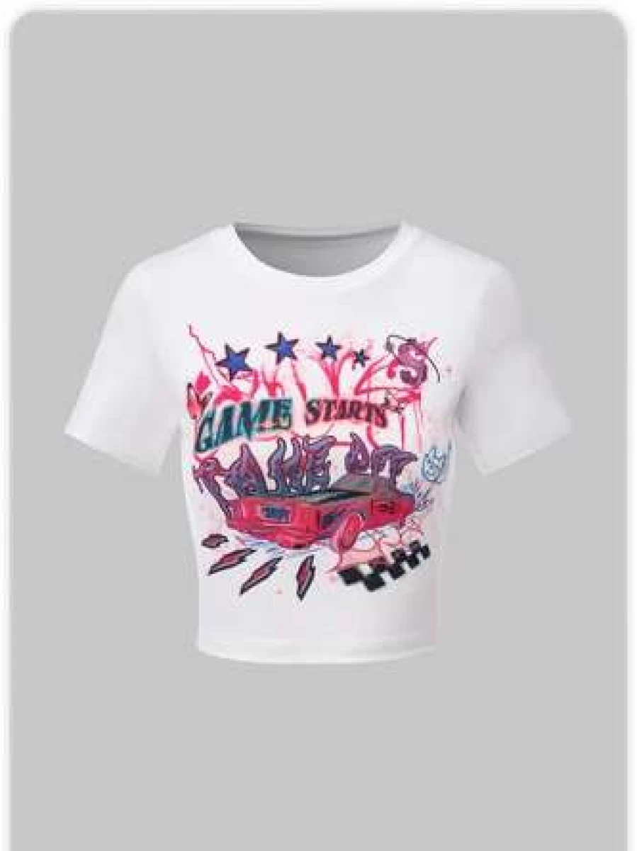 "Kollyy Street White Top T-Shirt for Women - Casual Comfort Fit Tee"