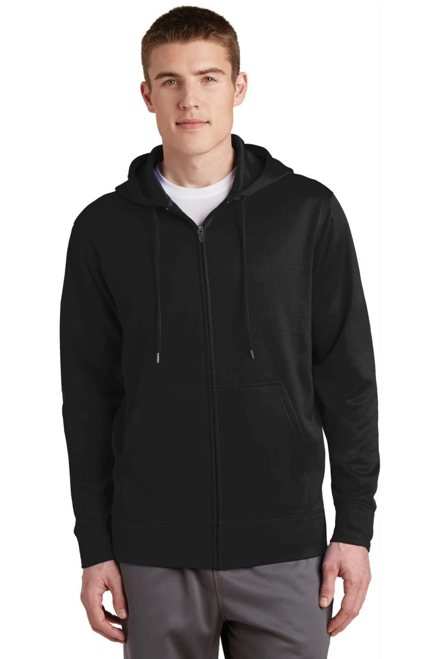 Men's Sport-Wick Fleece Full-Zip Hooded Jacket by Sport-Tek - Lightweight Athletic Pullover for Running & Training