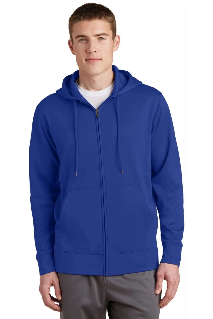 Men's Sport-Wick Fleece Full-Zip Hooded Jacket by Sport-Tek - Lightweight Athletic Pullover for Running & Training