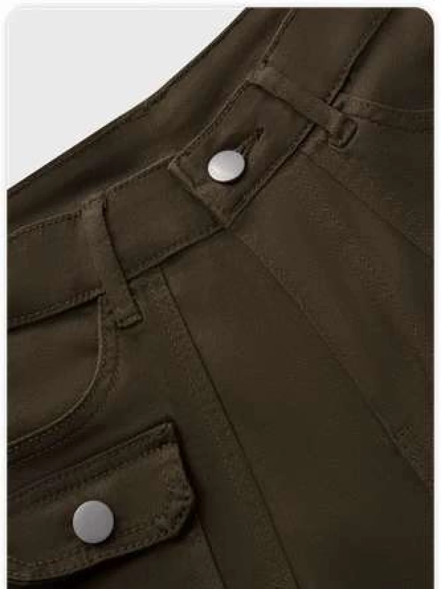 Y2K Vintage Flare Pants with Pockets in Brown