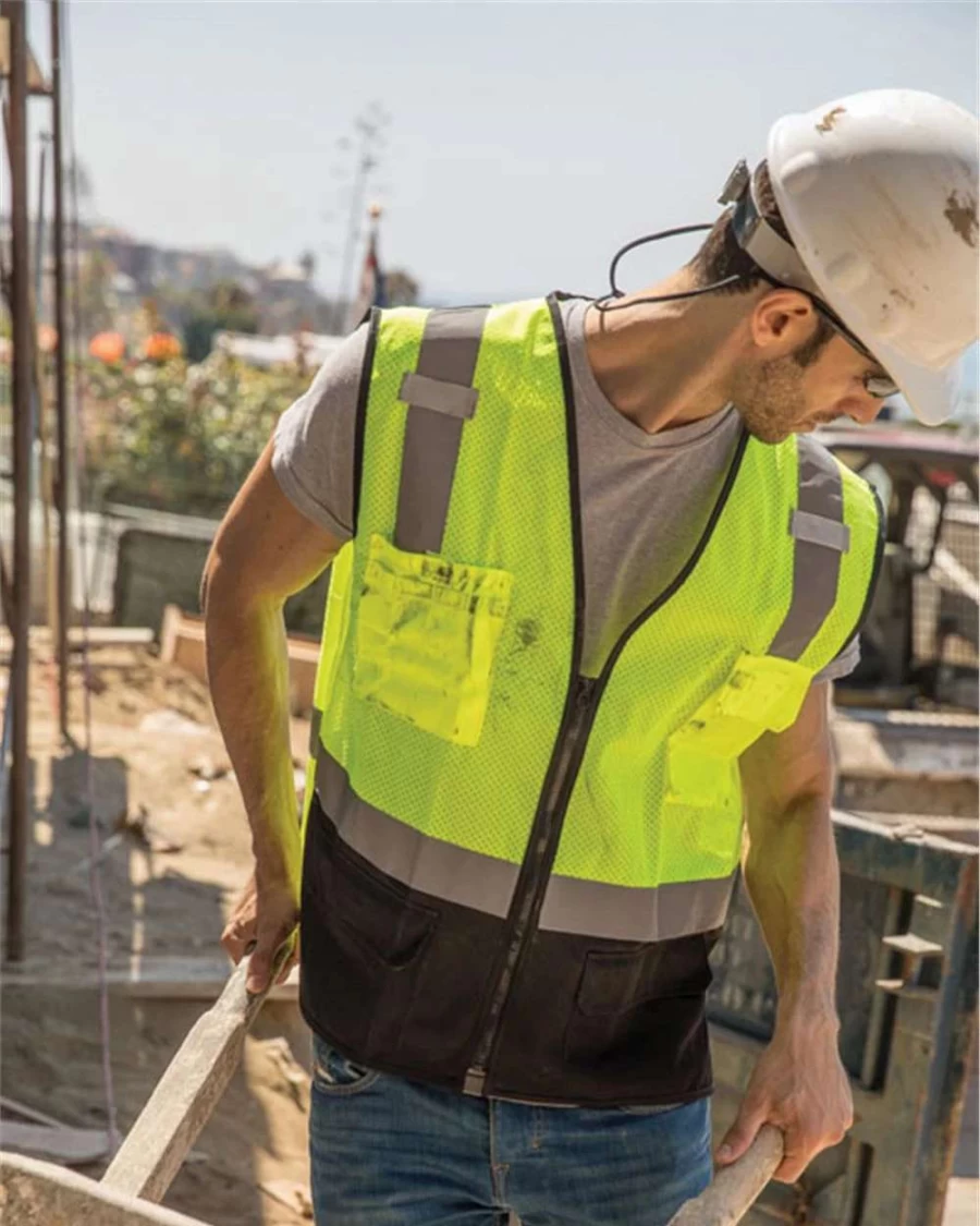 Kishigo Lime Class 2 Safety Vest with Black Mesh Bottom