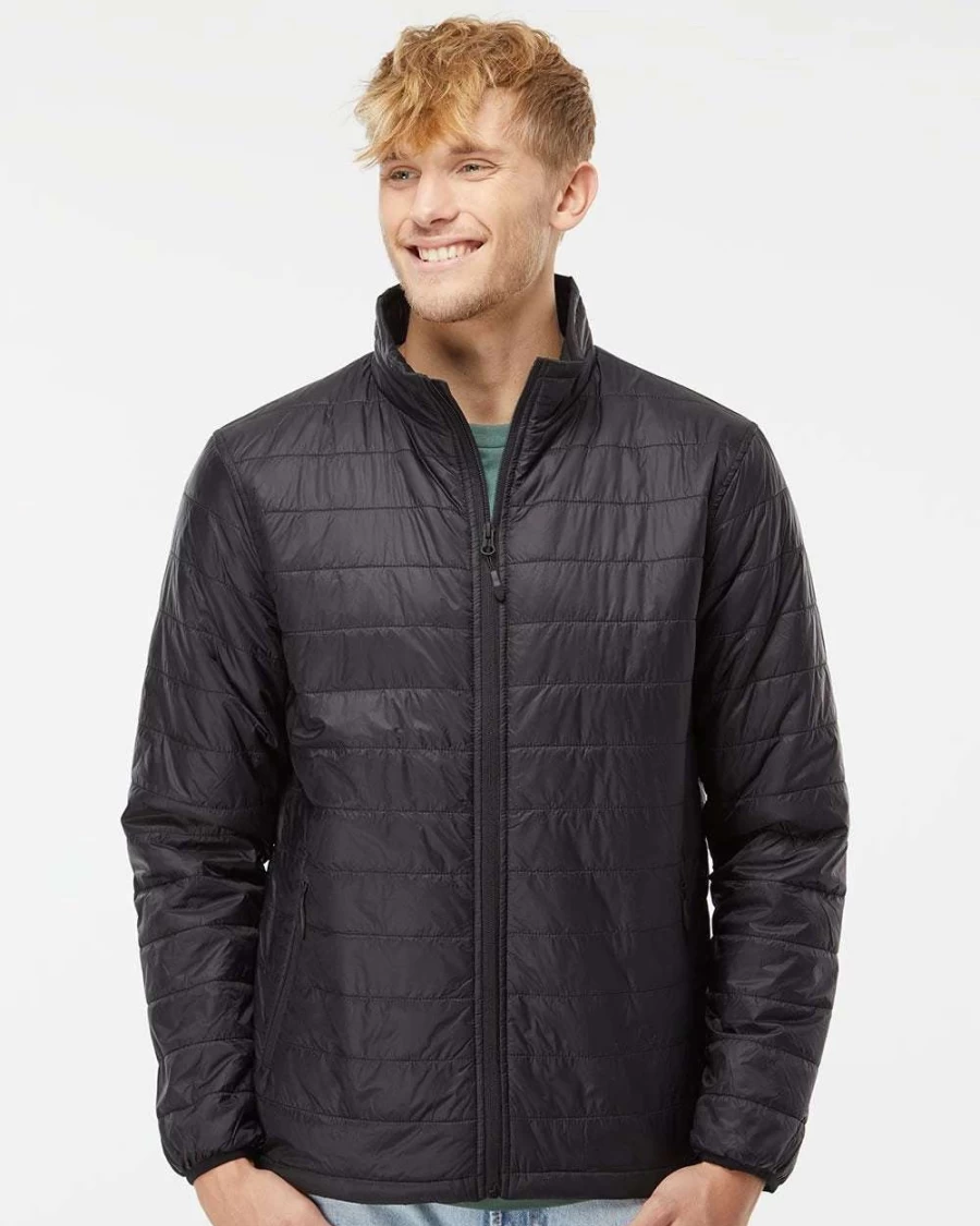Men's Black Puffer Jacket by Independent Trading Co. - Warm Winter Coat