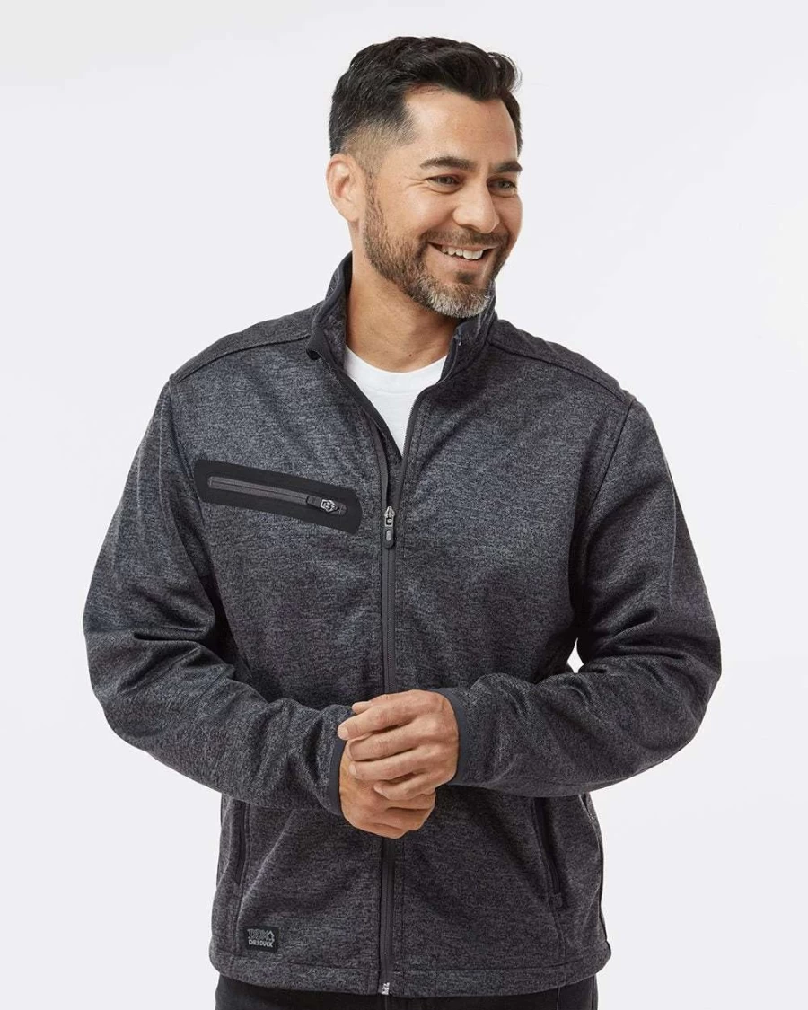 * Men's Charcoal Atlas Fleece Full-Zip Sweater Jacket - Dri Duck