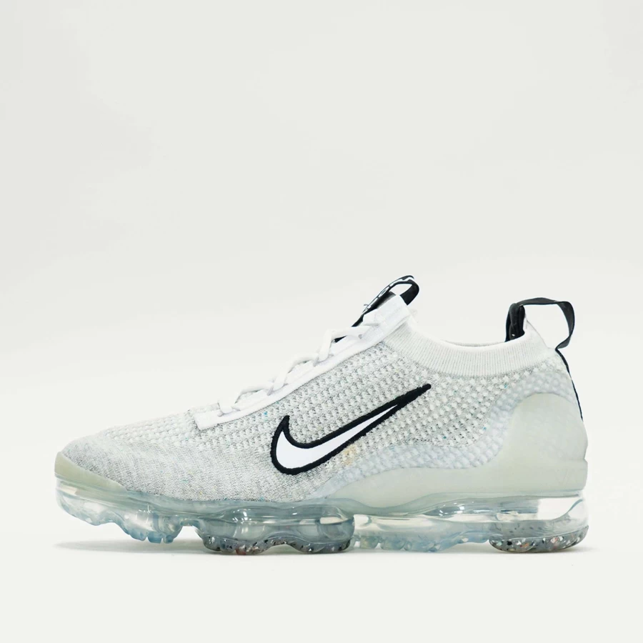 Nike Air VaporMax 2021 Flyknit Running Shoes - White/Black/Metallic Silver