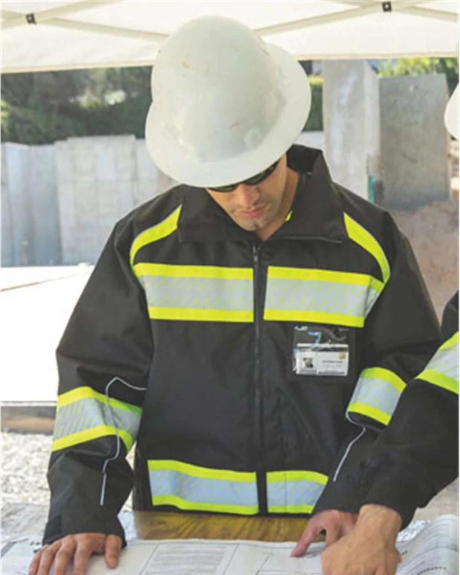 Kishigo Men's EV Series High-Visibility Safety Jacket - Black Lime Reflective Workwear