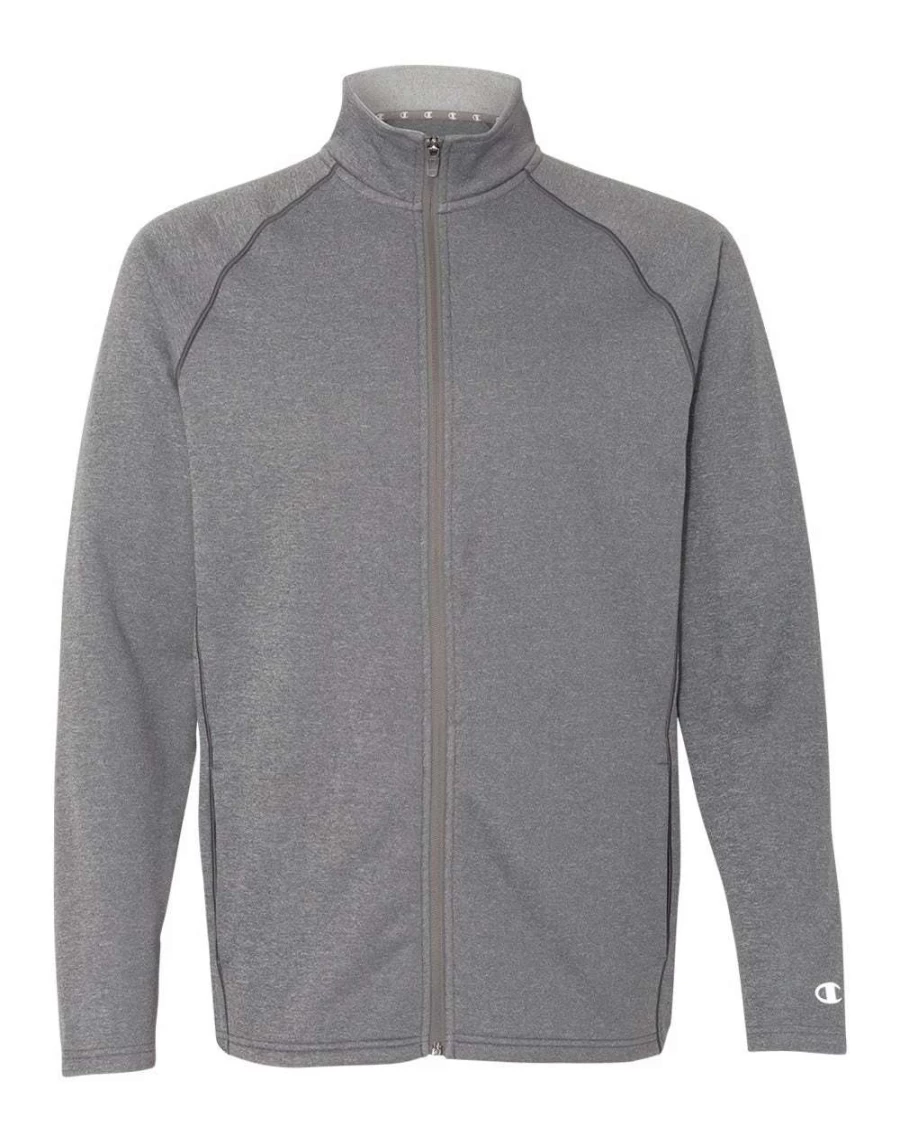 Champion Men's Performance Full-Zip Hoodie - Slate Grey Heather Athletic Jacket
