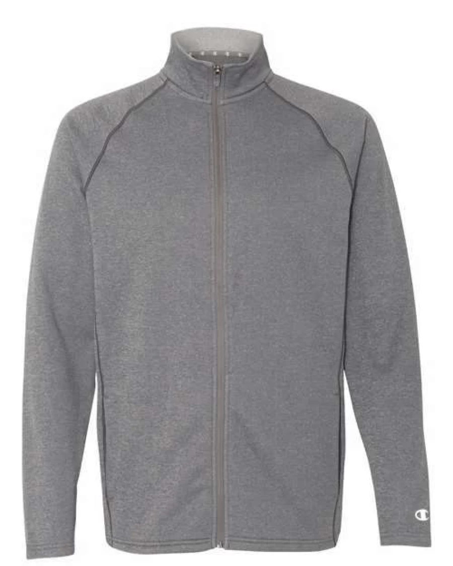 Champion Men's Performance Full-Zip Hoodie - Slate Grey Heather Athletic Jacket