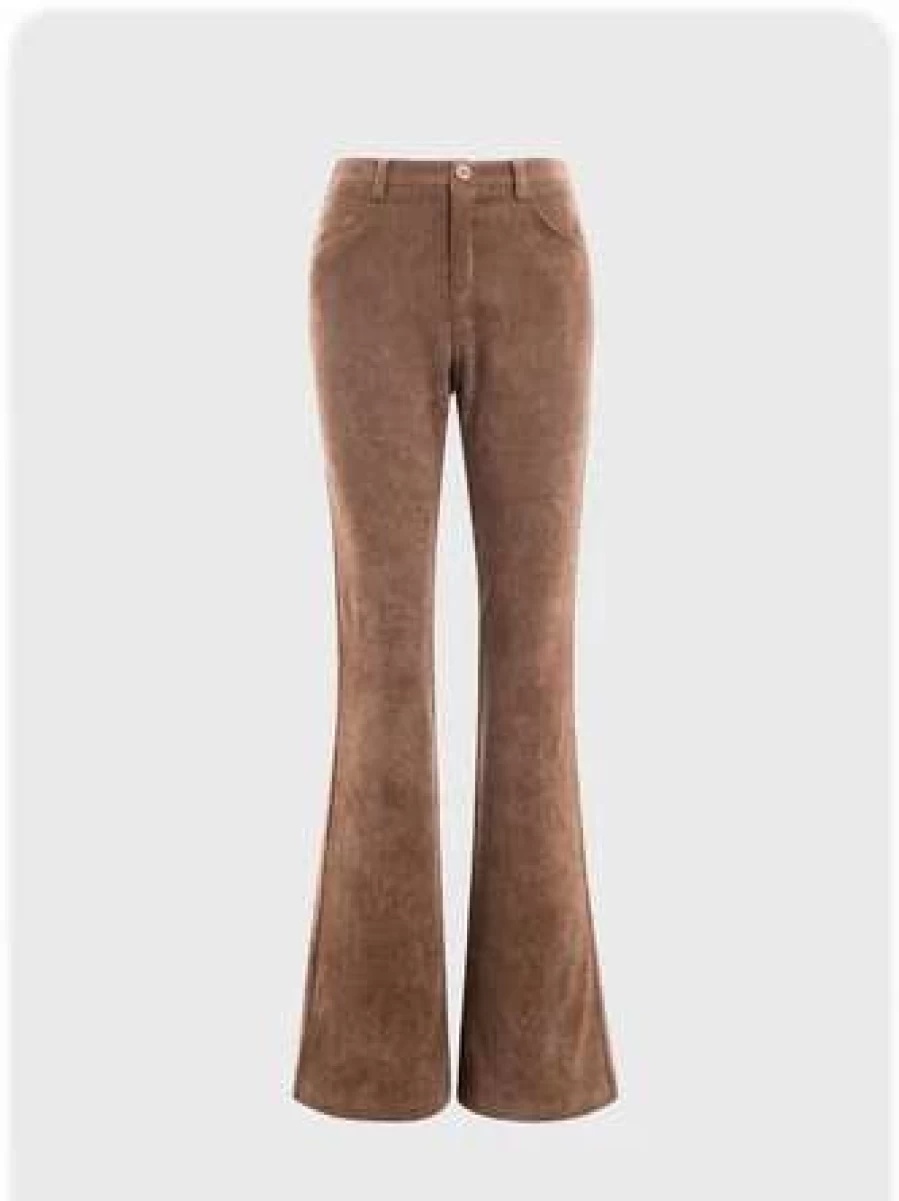 Kollyy Vintage Brown High-Waisted Wide Leg Pants for Women Retro 70s Style Trousers