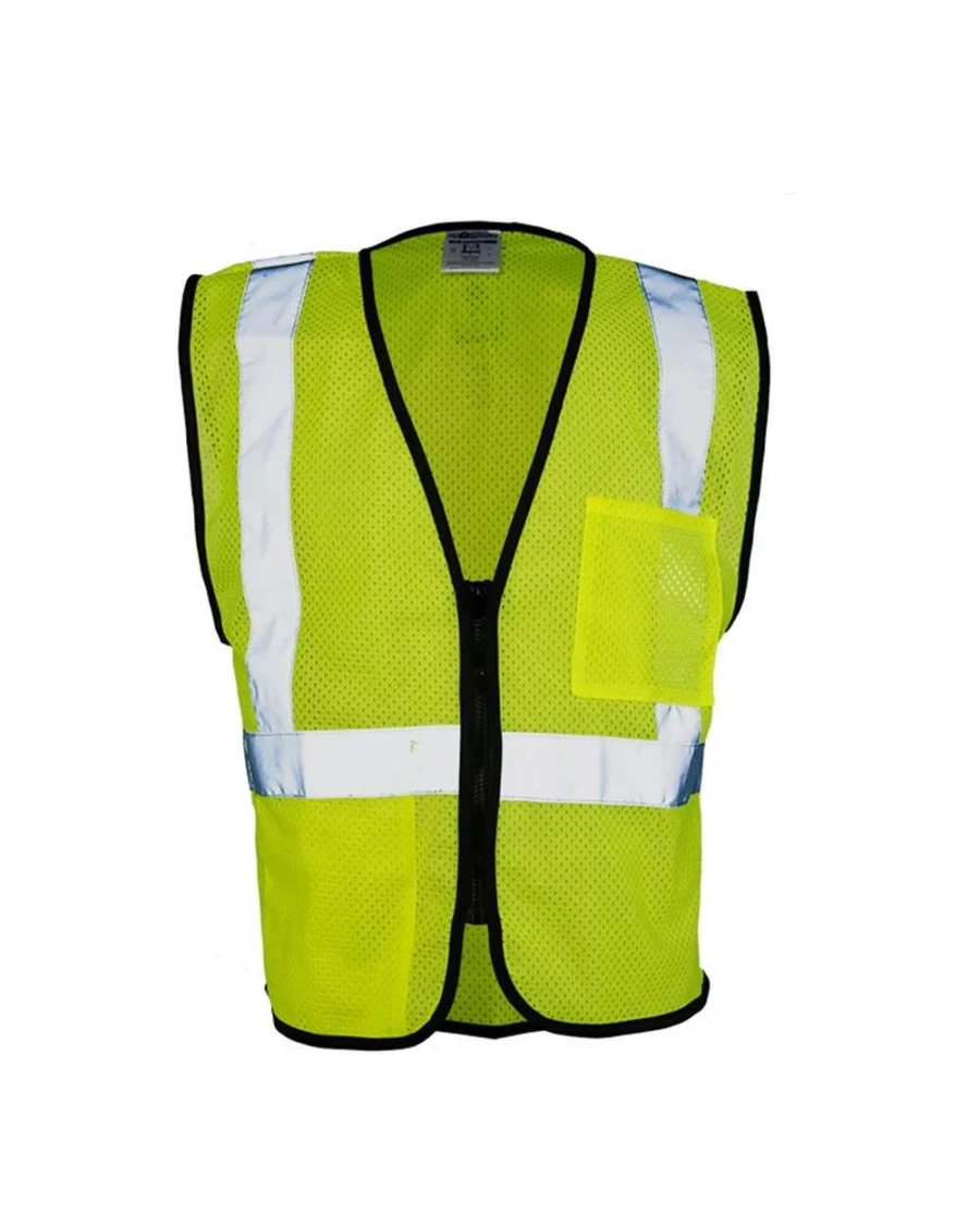 Men's Class 2 Safety Vest with Double Pockets - Zippered Economy Work Vest