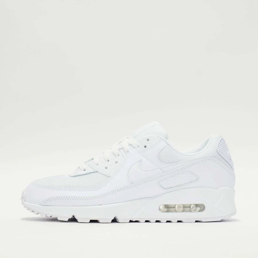 Nike Air Max 90 White Wolf Grey Men's Running Shoes - Classic Cushioned Trainers
