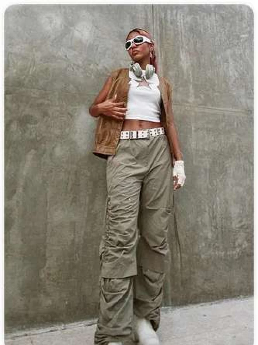 "Kollyy Street Wrinkled Cargo Pants in Taupe - Stylish & Comfortable Bottom Wear"