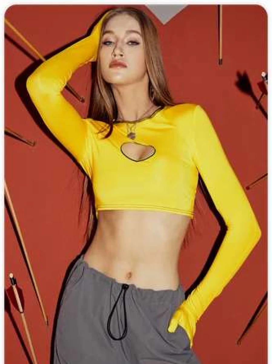 Y2K Yellow Cut Out T-Shirt - Trendy Vintage Y2K Style Top