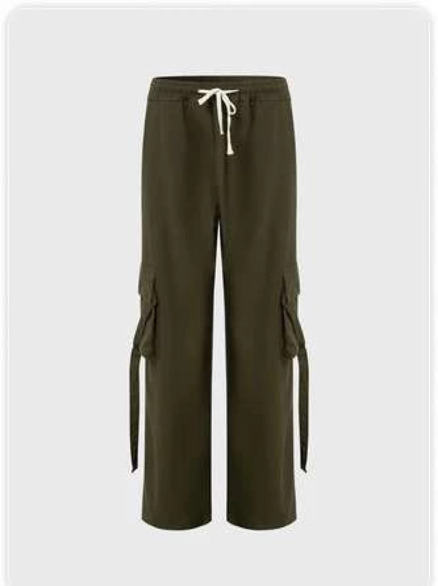 Kollyy Green Streetwear Cargo Pants with Pockets - Stylish & Comfortable Bottom Wear