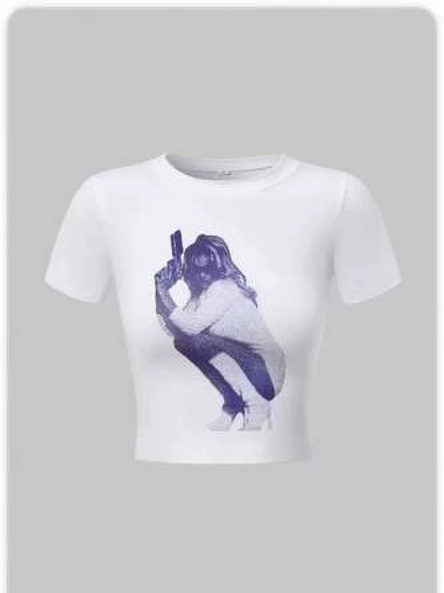 Y2K Vintage Style White Graphic Top T-Shirt for Women and Men
