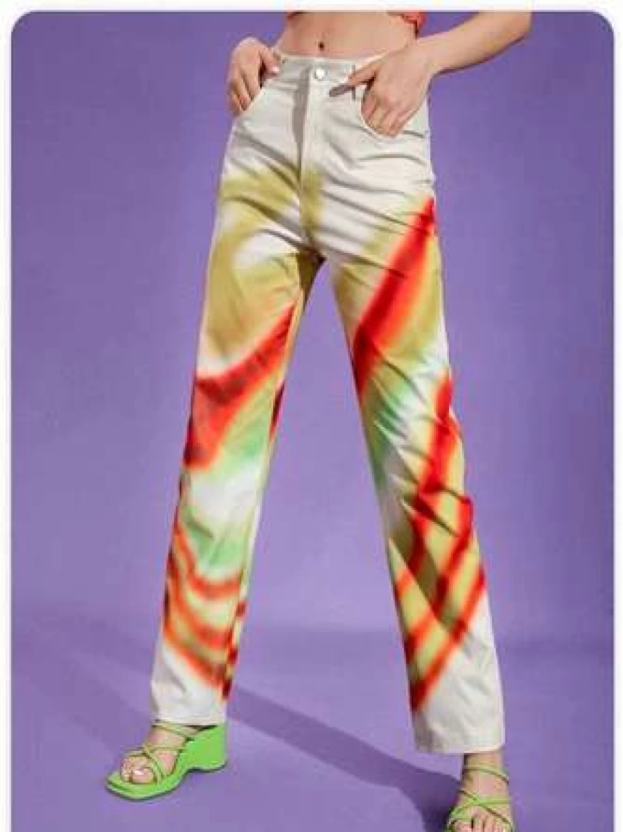 Kollyy Multicolor Vintage High-Waisted Flared Pants for Women Retro 70s Style Boho Chic Trousers