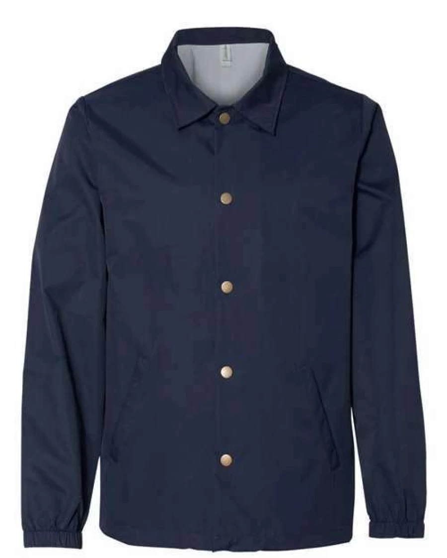 Men's Water-Resistant Windbreaker Coach Jacket by Independent Trading Co. - Lightweight Outdoor Sports Coat