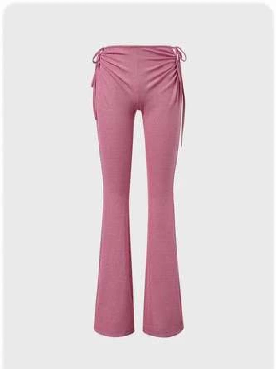 Kollyy Women's Casual Deep Pink Pants - Comfortable High Waisted Trousers for Everyday Wear