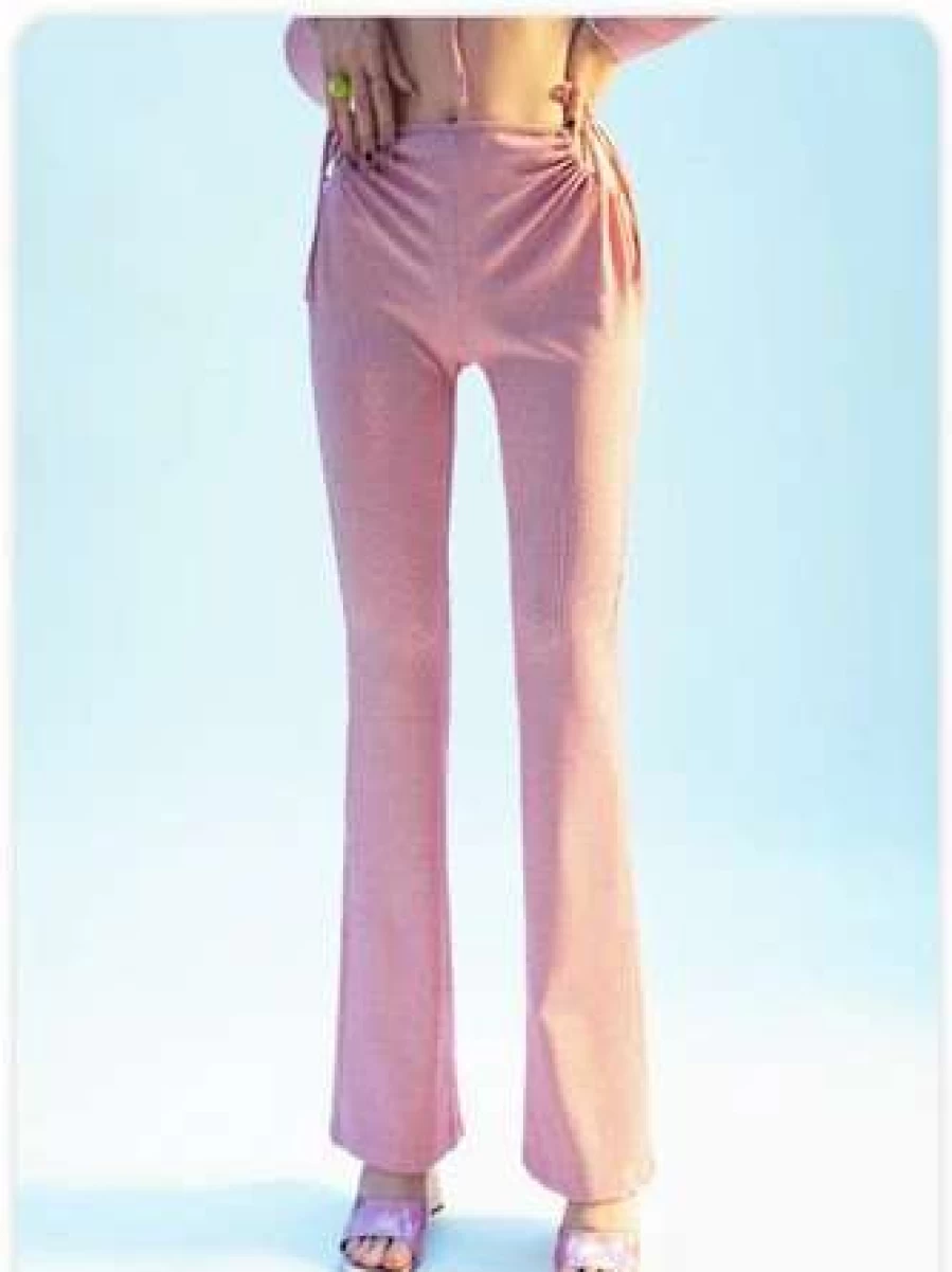 Kollyy Women's Casual Deep Pink Pants - Comfortable High Waisted Trousers for Everyday Wear