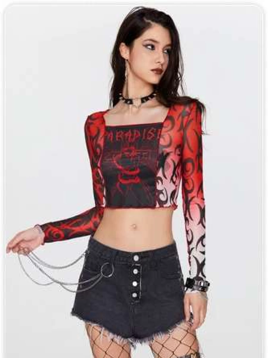 "Kollyy Street Red Top T-Shirt - Stylish Casual Wear for Everyday Outfits"
