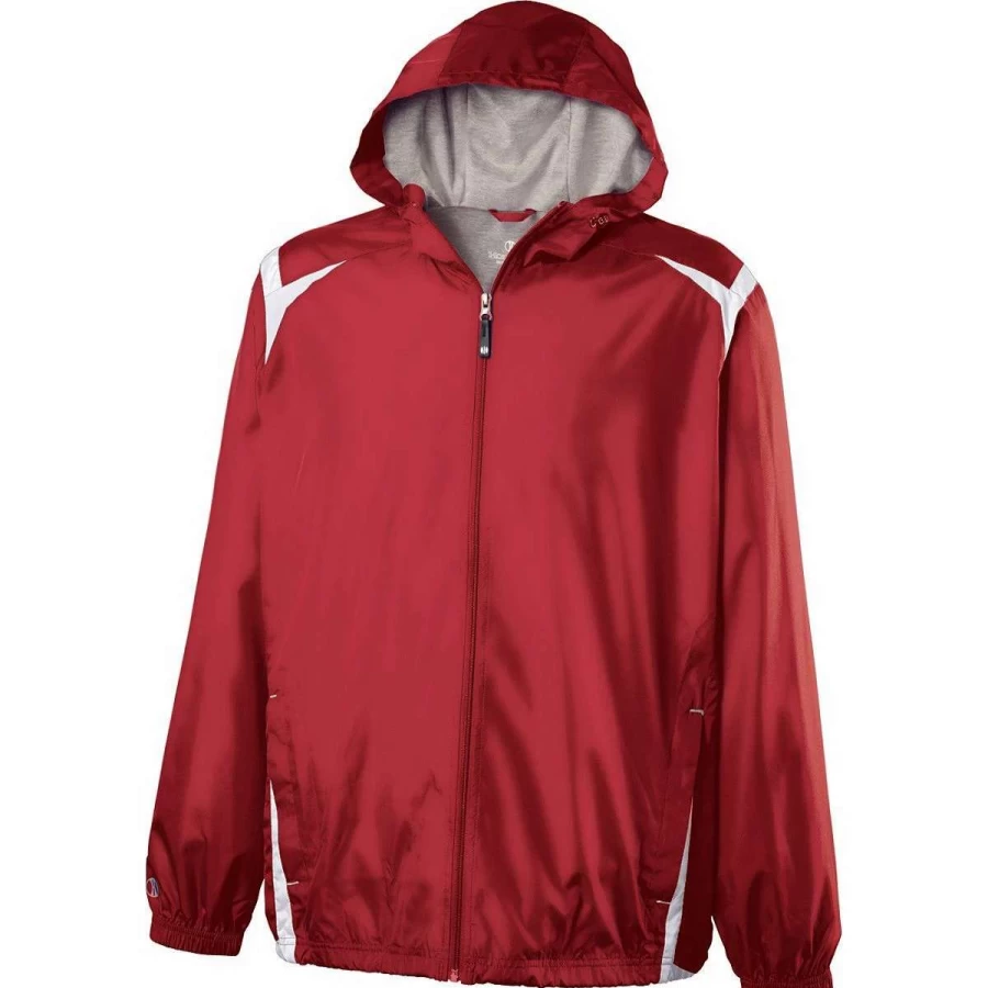 Holloway Men's Collision Jacket - Scarlet/White Windbreaker for Outdoor Activities