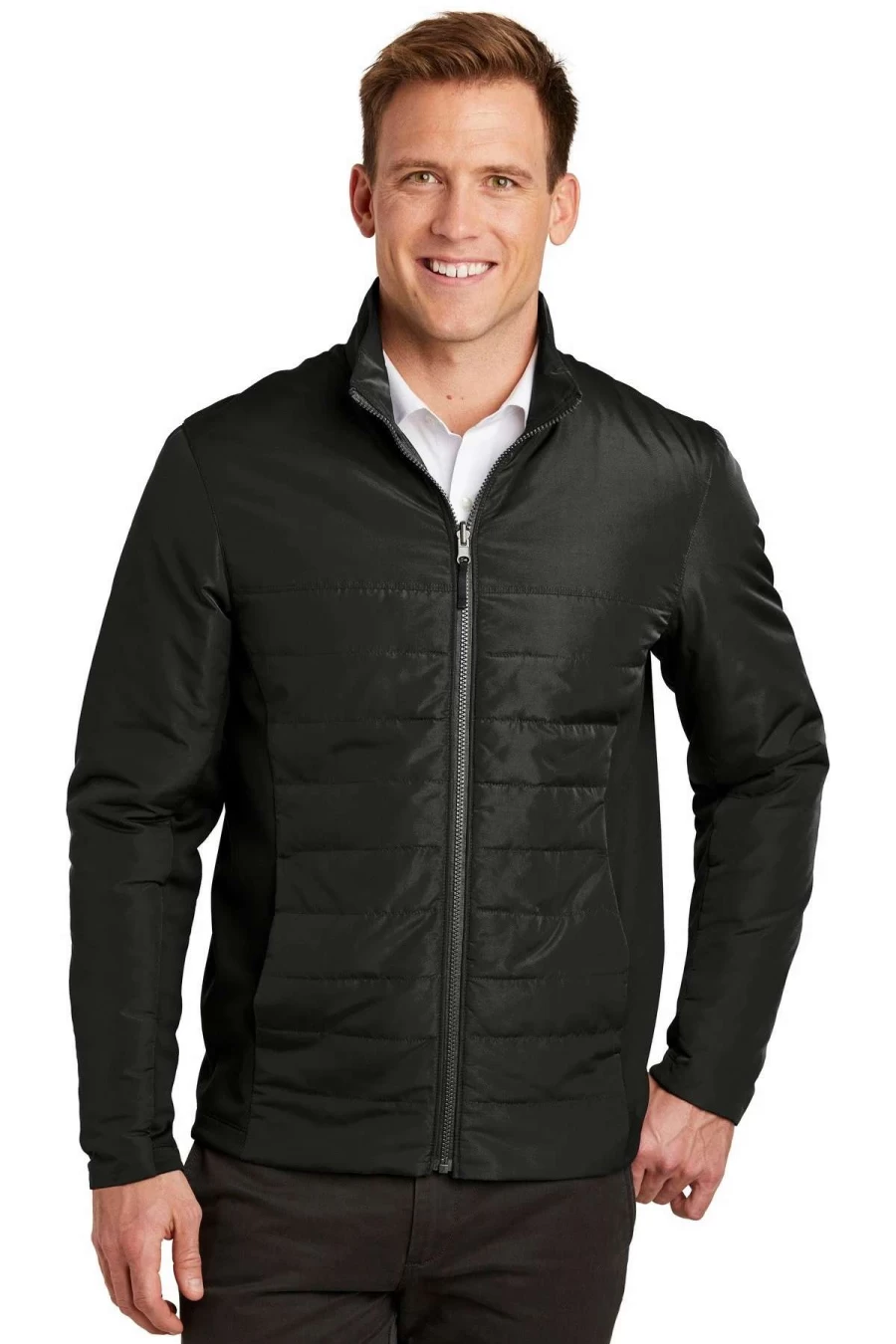 Men's Insulated Jacket - Port Authority J902, Warm Winter Coat, Lightweight Outdoor Fleece Lined Hoodie