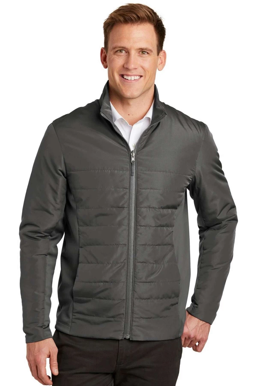 Men's Insulated Jacket - Port Authority J902, Warm Winter Coat, Lightweight Outdoor Fleece Lined Hoodie