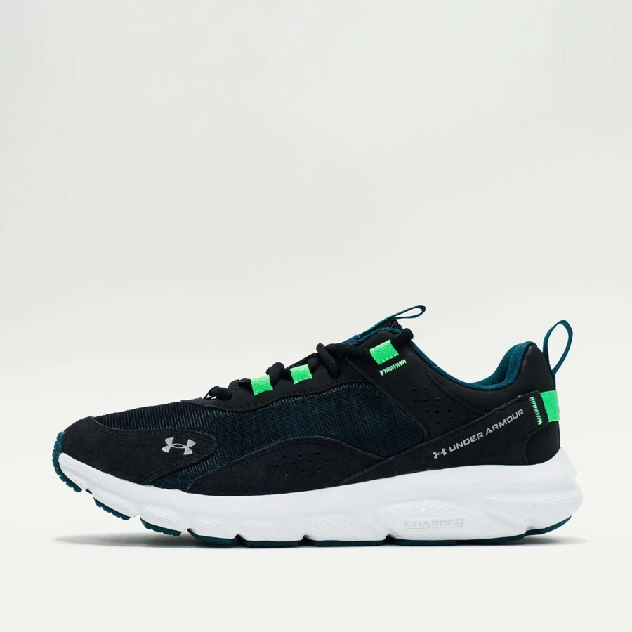 Under Armour Charged Assert 9 Running Shoes for Men - Black/Tourmaline Teal, Lightweight & Reflective Design