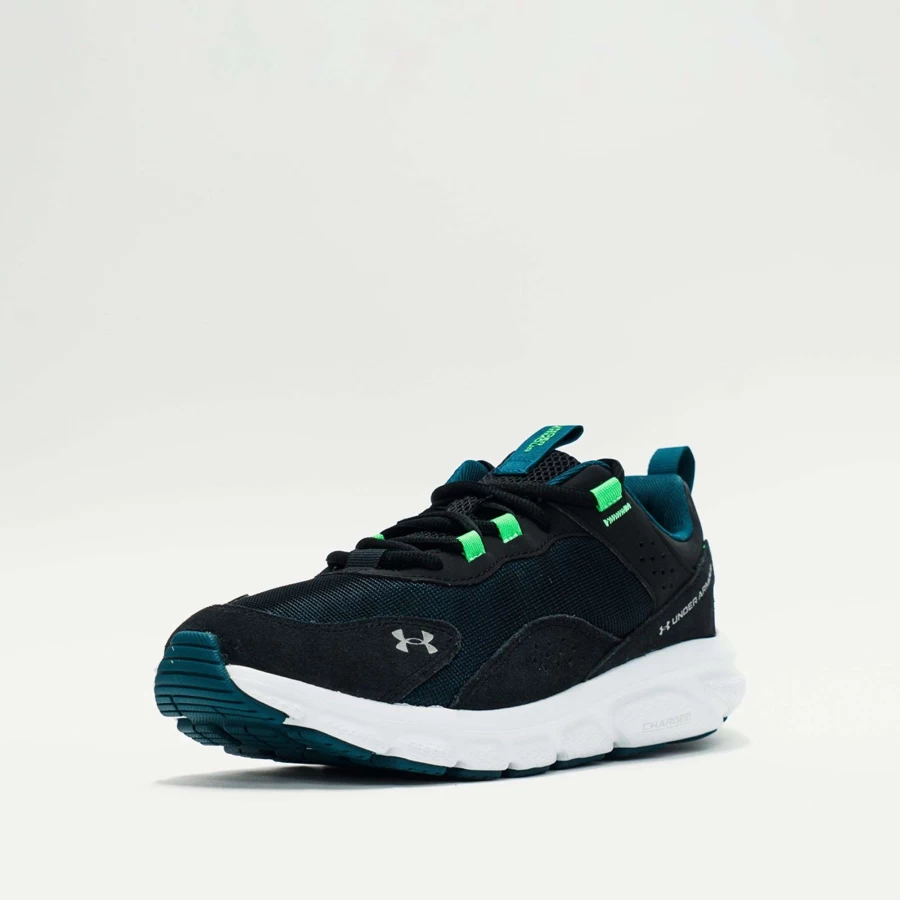 Under Armour Charged Assert 9 Running Shoes for Men - Black/Tourmaline Teal, Lightweight & Reflective Design